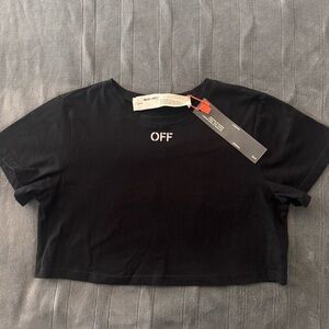 OFF WHITE Black Cropped T Shirt Size S NWT